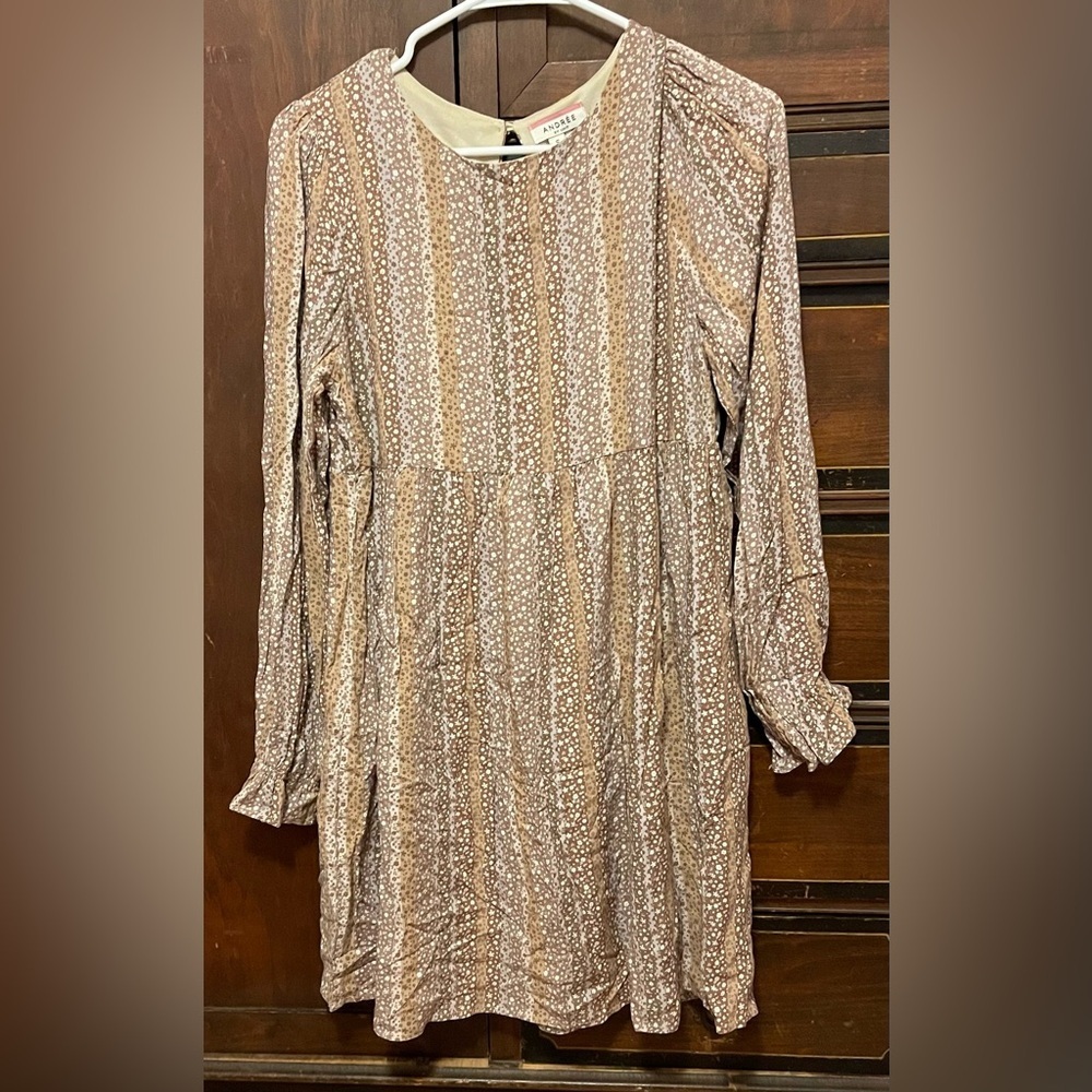ANDREE BY UNIT Brown Floral Striped Dress